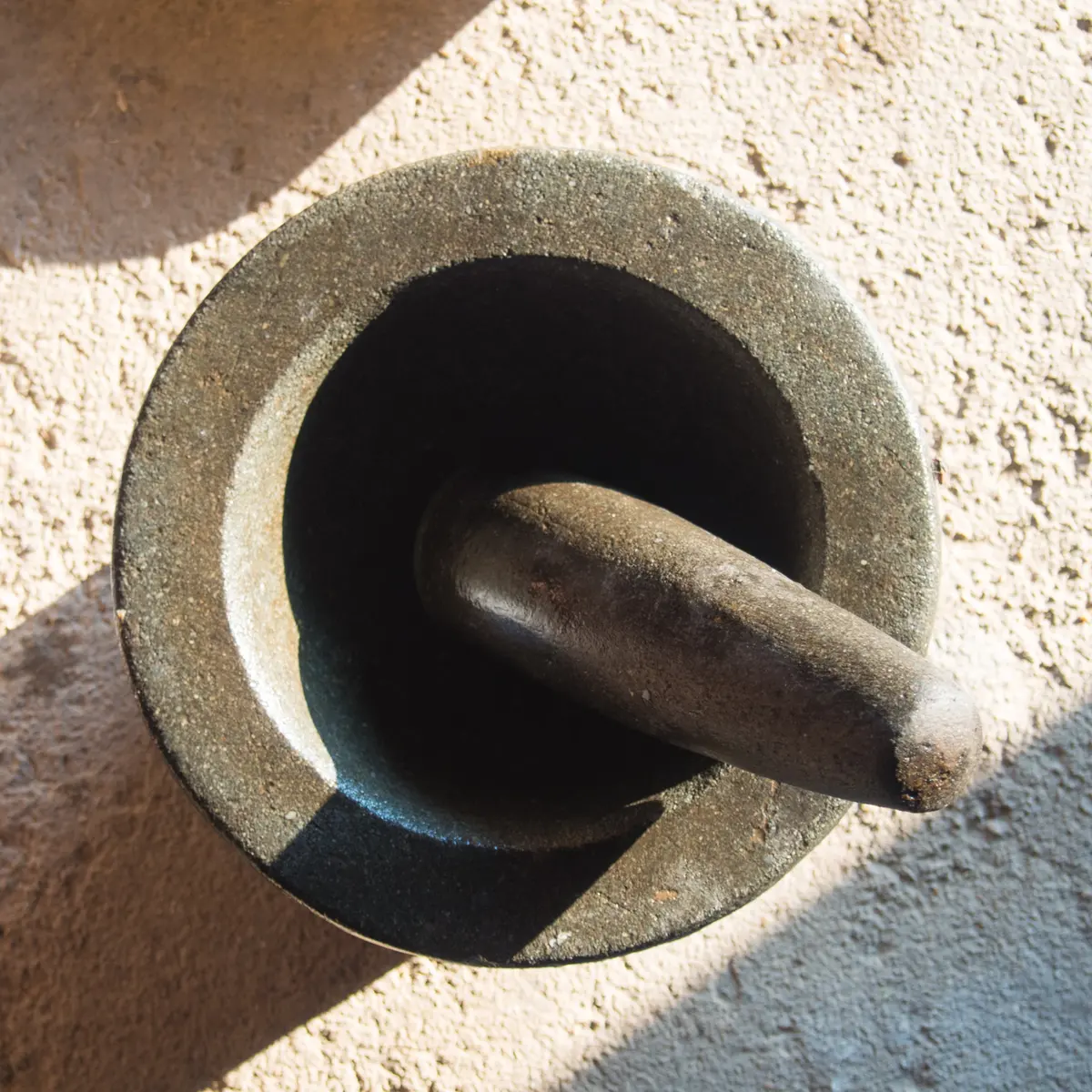 Thai Mortar and Pestle Thai granite mortar and pestle used to pound curry paste